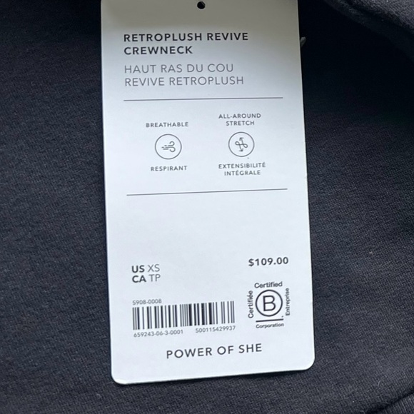 NWT Athleta Retroplush Revive Crewneck Sweatshirt Black Size XS - Picture 9 of 10